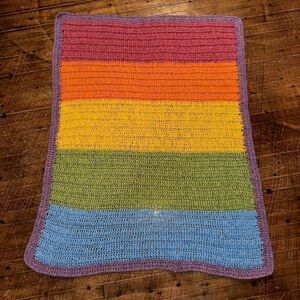 Rainbow baby multicolored handmade lightweight crochet blanket